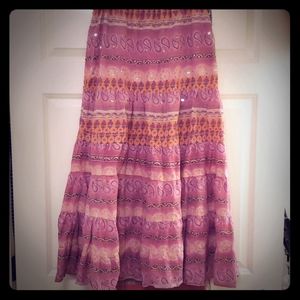 Pink cotton skirt, Paisley print
